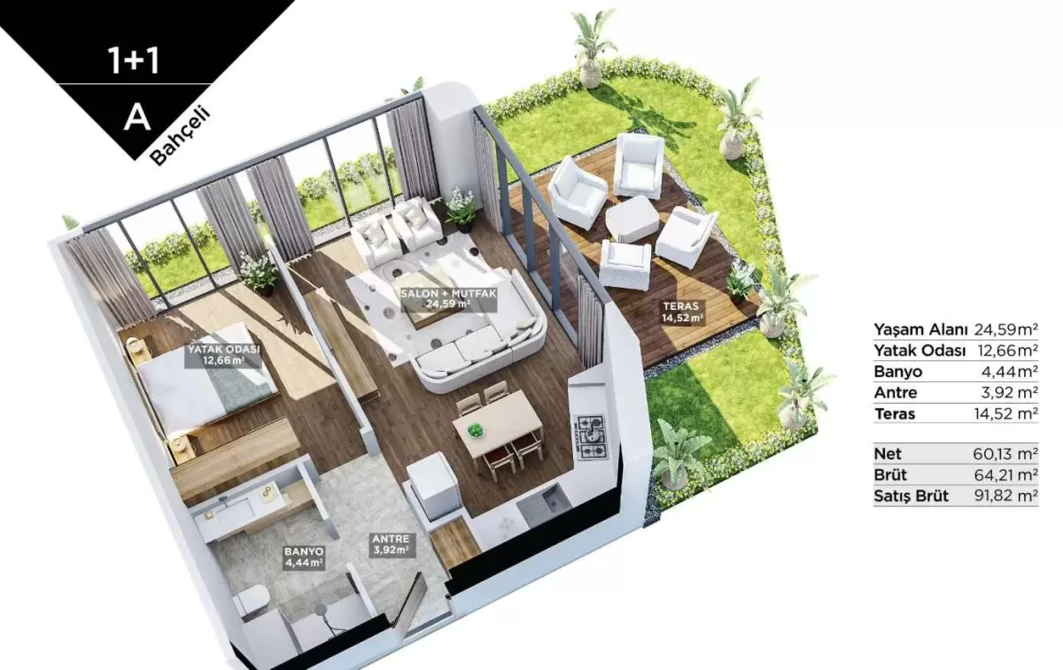 Bey Class — 1 55.0-91.0m² plan çizimi