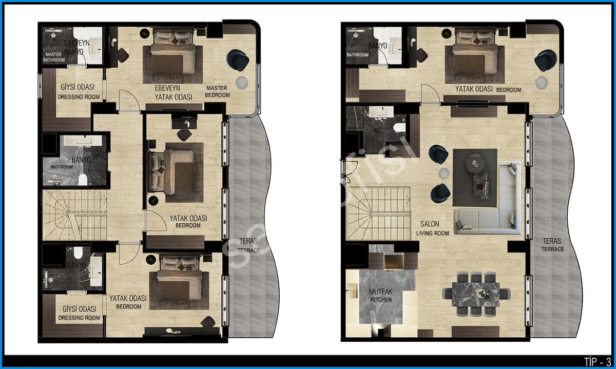 Sunis Blue Residence — 3+1 plan çizimi