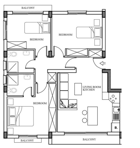 Carrington 55 — 3+1 plan çizimi