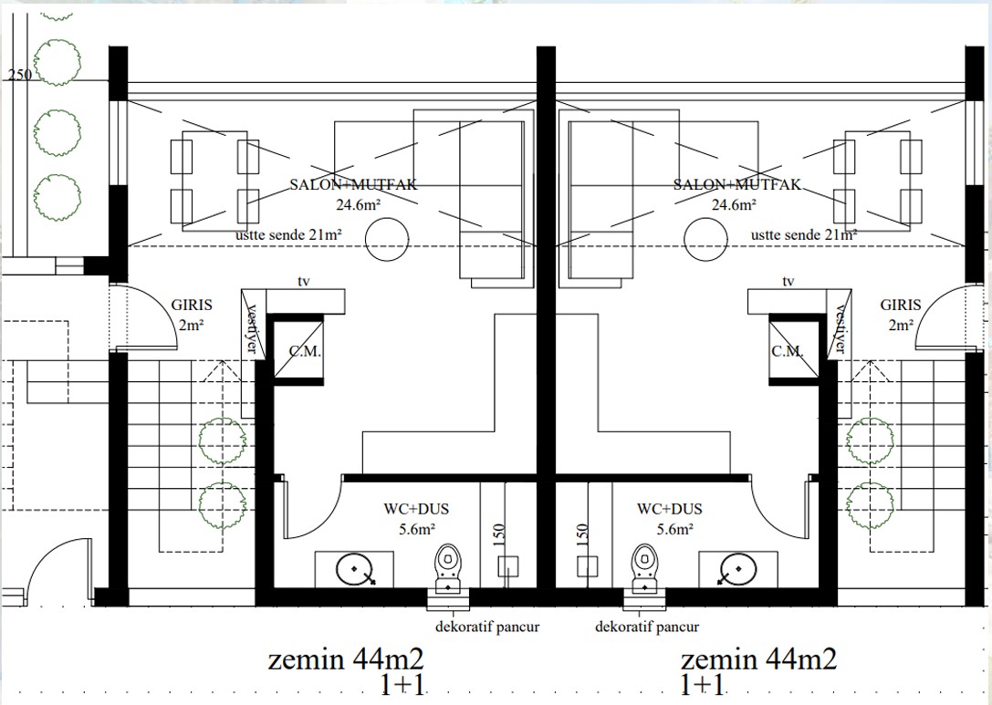Evo Garden — 1+1 plan çizimi